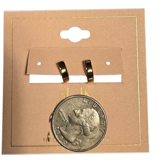 Ava Nadri Gold Plated Brass Huggie Hoop Earrings - Picture 2 of 3